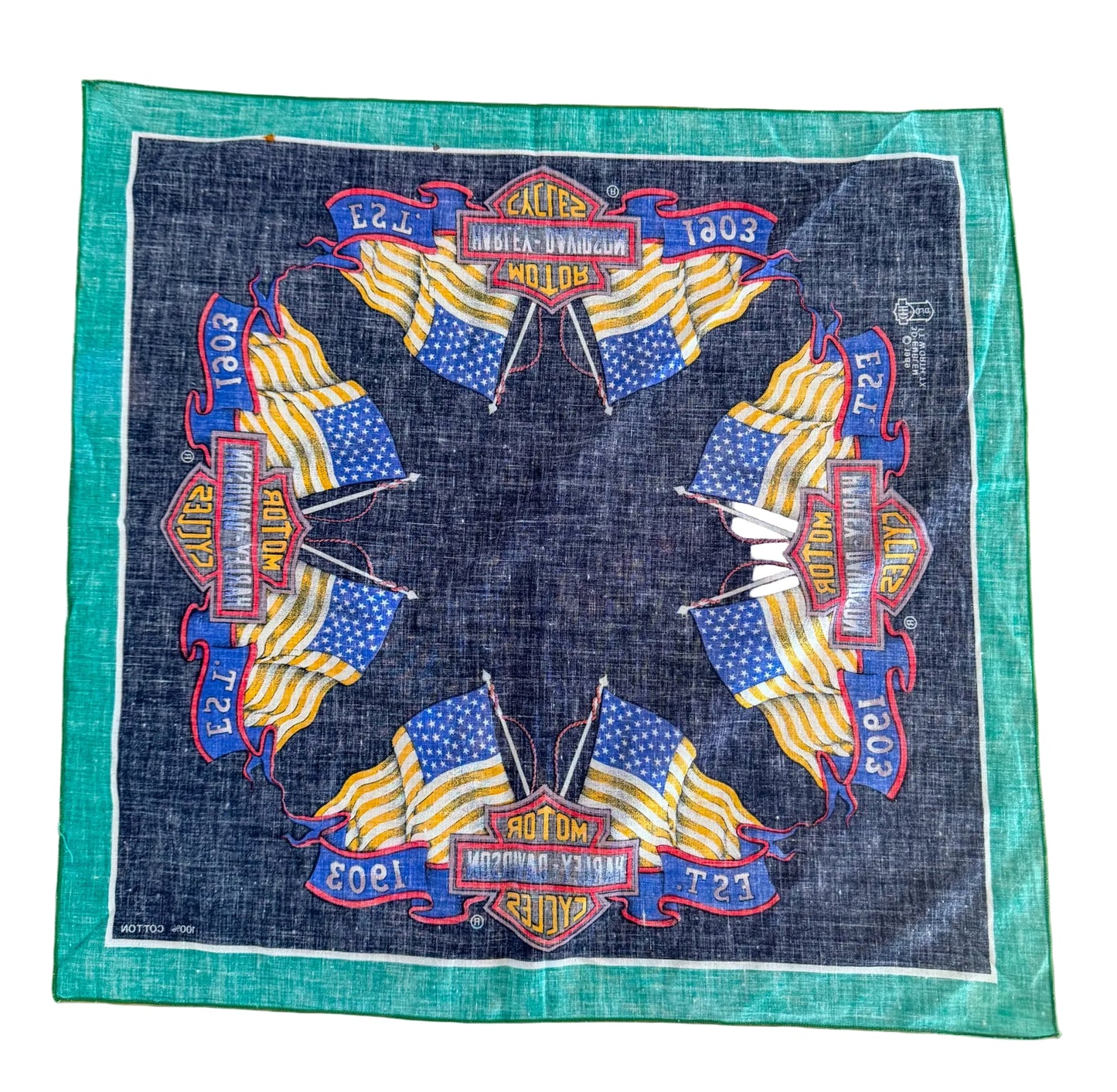 Vintage Harley-Davidson 1989 Flag Logo Bandana Scarf – USA Made