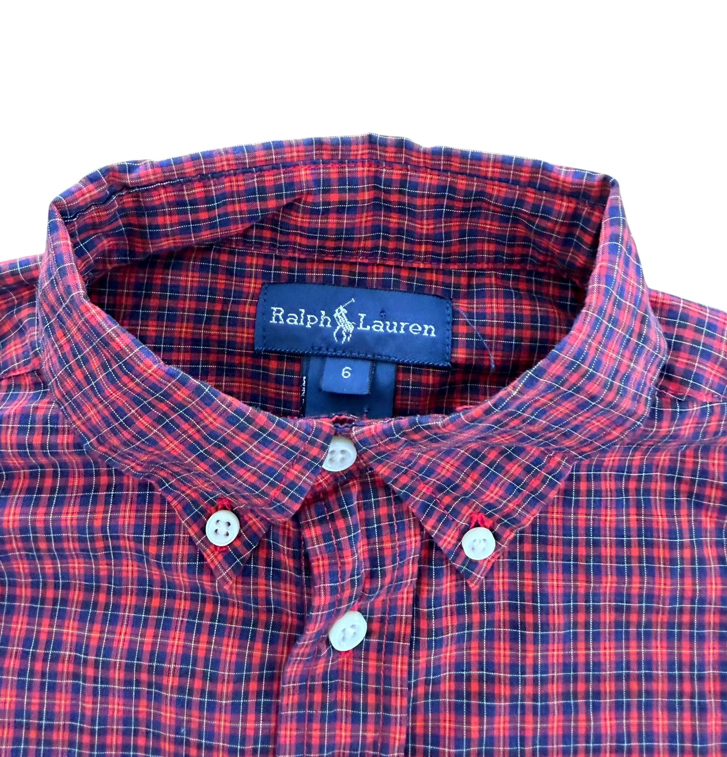 Kids Ralph Lauren Red Gingham Button Down Shirt Kids, 6 Years