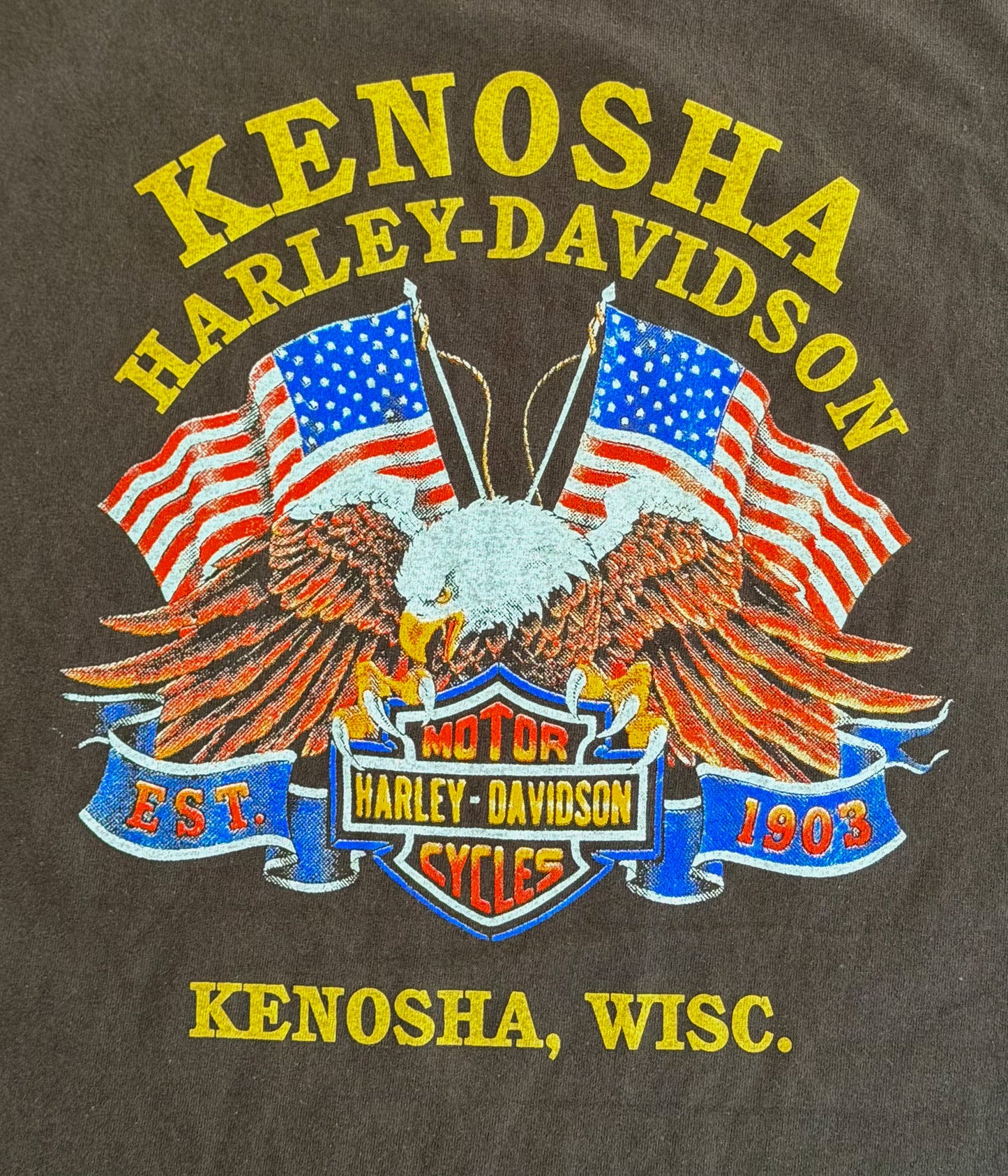 Vintage 1988 Harley Davidson Kenosha Wisconsin Eagle Single Stitch T-Shirt – XL