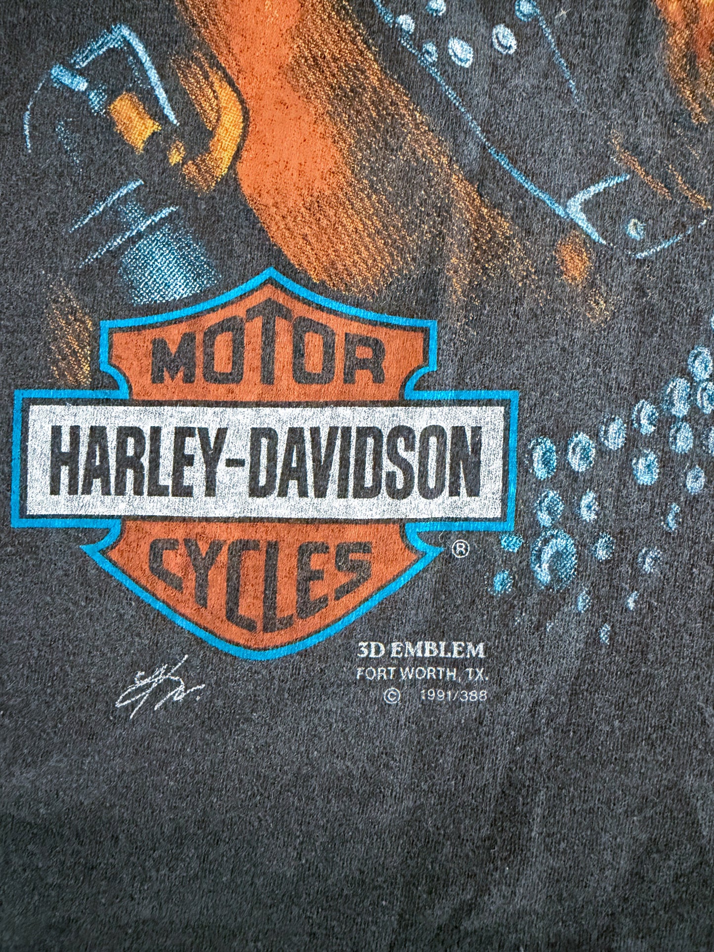 Vintage 1991 Harley Davidson “Survival of the Fittest” 3D Emblem Single Stitch T-Shirt Large