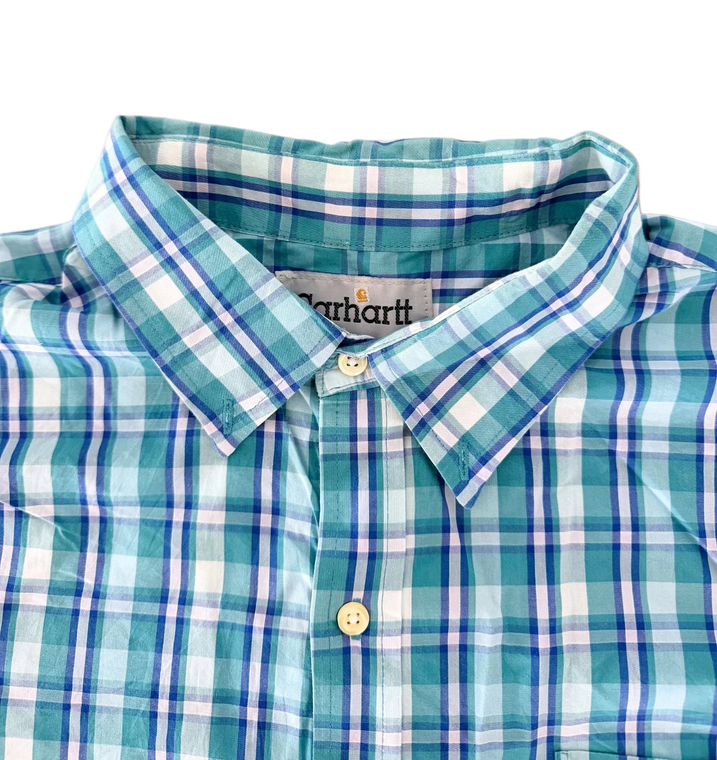 Carhartt Rework Green And Blue Plaid Box Fit Shirt, Large