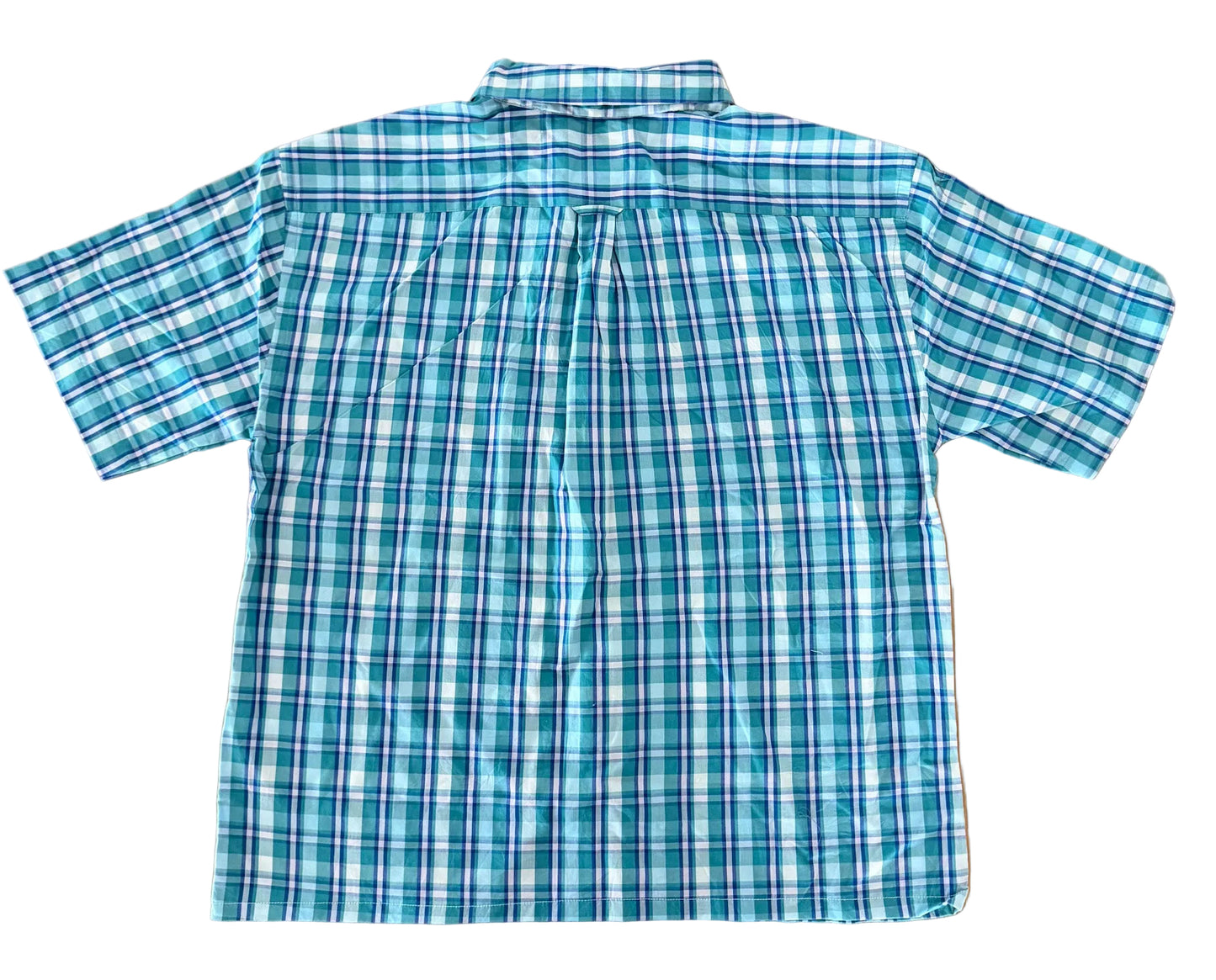 Carhartt Rework Box Fit Green And Blue Plaid Short Sleeve Button Up Workwear Shirt Size Large