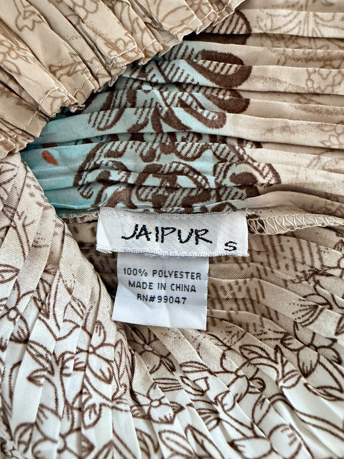 Y2K Jampur Pleated Floral Print Sleeveless Top, Small