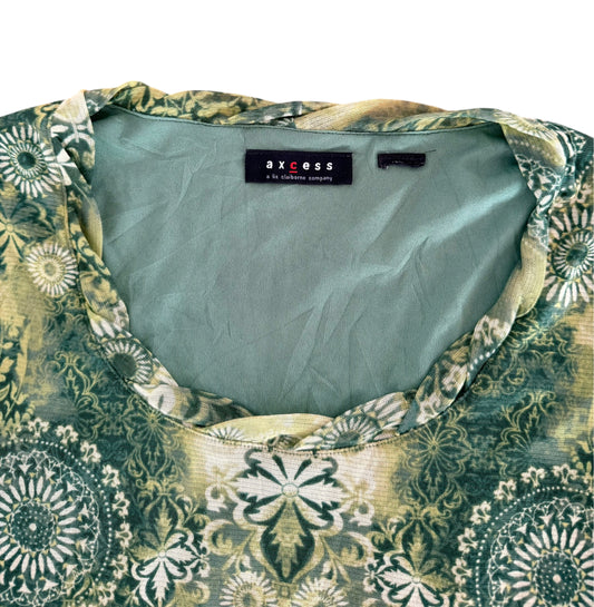Axcess Liz Claiborne Y2K Mesh Print Long Sleeve Top, Medium