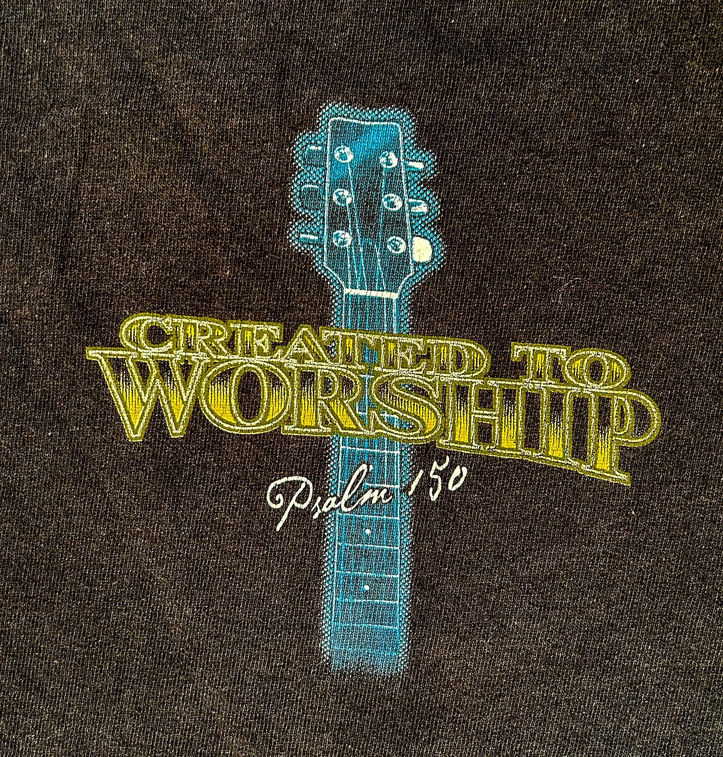 Vintage 2000s Christian Worship Psalm 150 Music Faded Black Cotton T-shirt XL