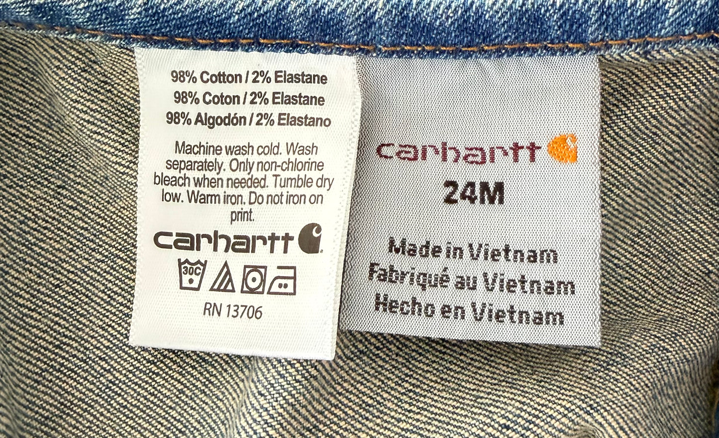 Kids Carhartt Blue Denim Snap Leg Overalls 24 Months