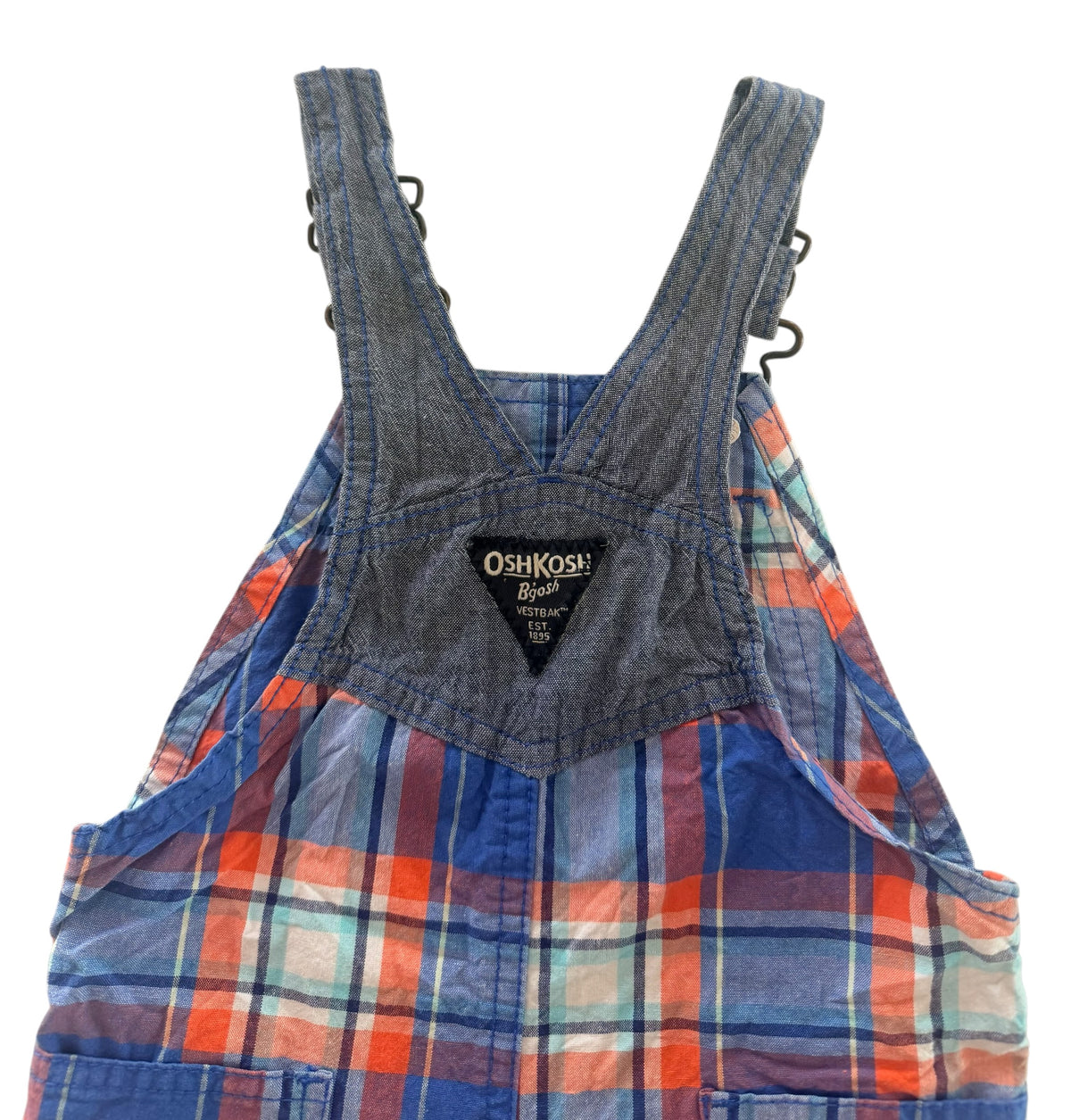 Kids OshKosh B'gosh Multicolour Plaid Short Overalls, 18 Months