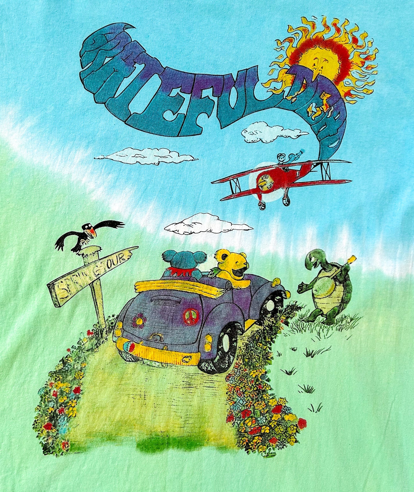 Grateful Dead Spring Tour Tie-Dye T-Shirt – Liquid Blue label Bear Jam Band Tee, Rare (Size L)