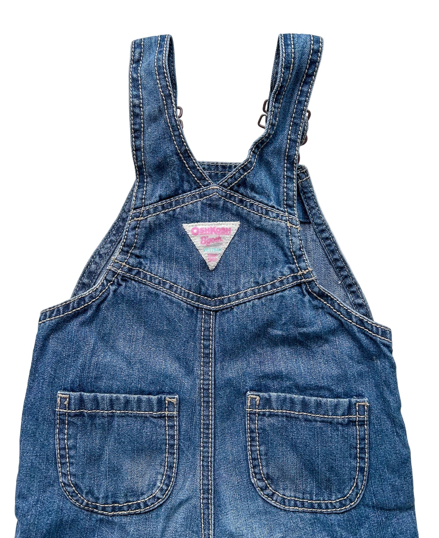 Vintage OshKosh B’gosh Baby Denim Overalls – Heart Embroidery Retro Kidswear, Size 6-12 Months