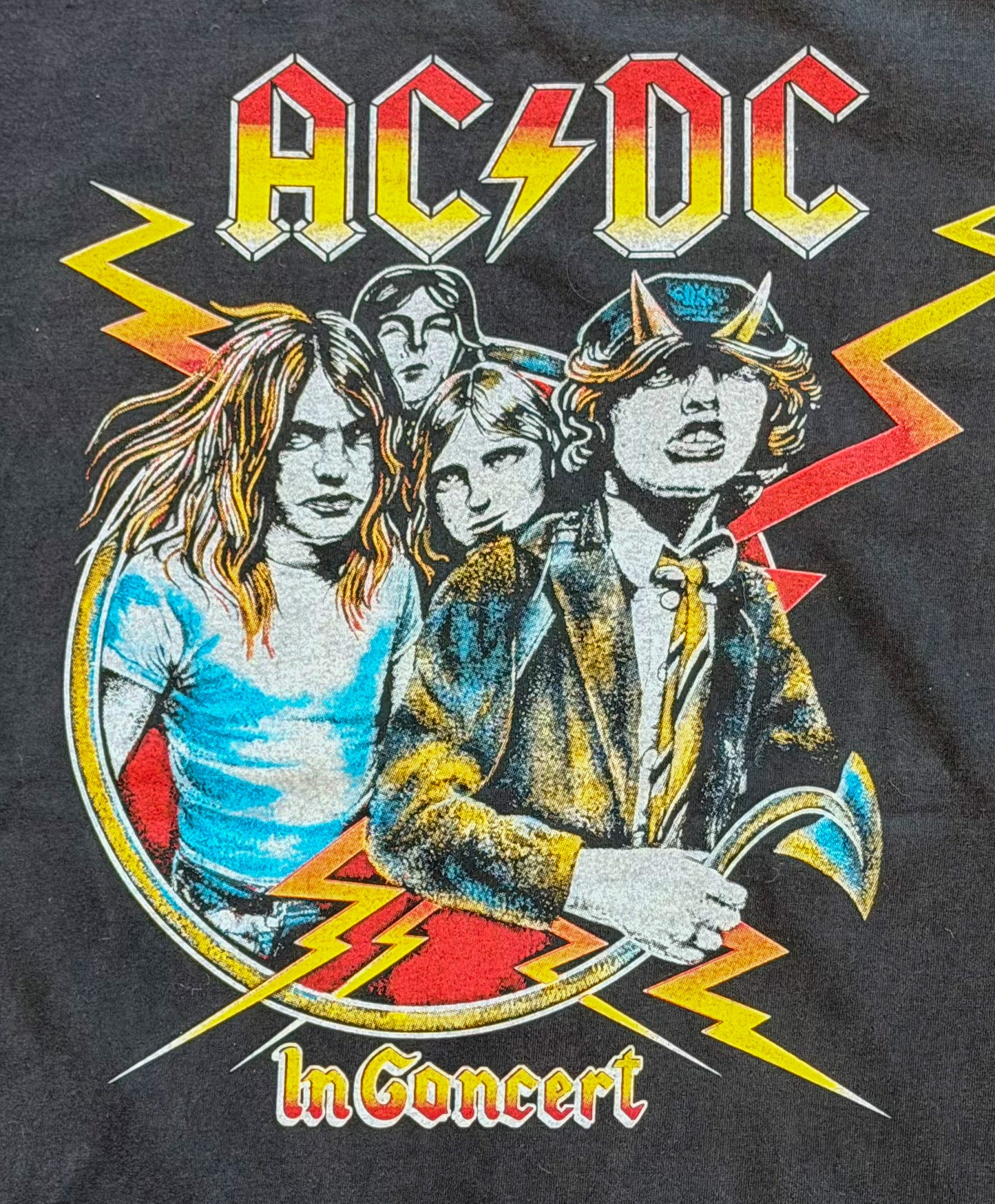 ACDC "Back To Black" "Highway To Hell" Single Stitch Made In USA Devil Graphic Vintage Band Tour T-Shirt