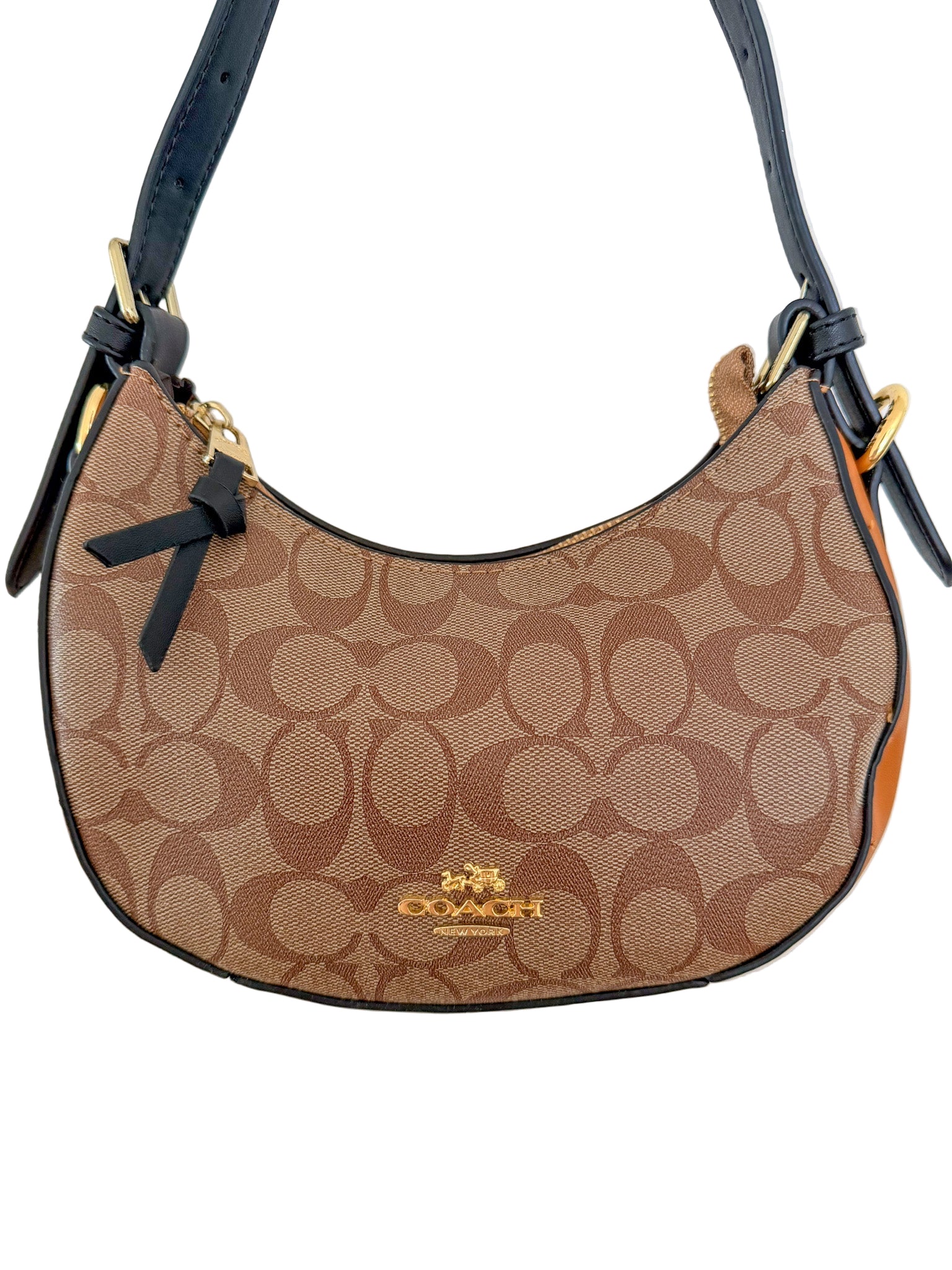 Coach Signature Jacquard Demi Shoulder Bag | Tan Canvas & Leather 
