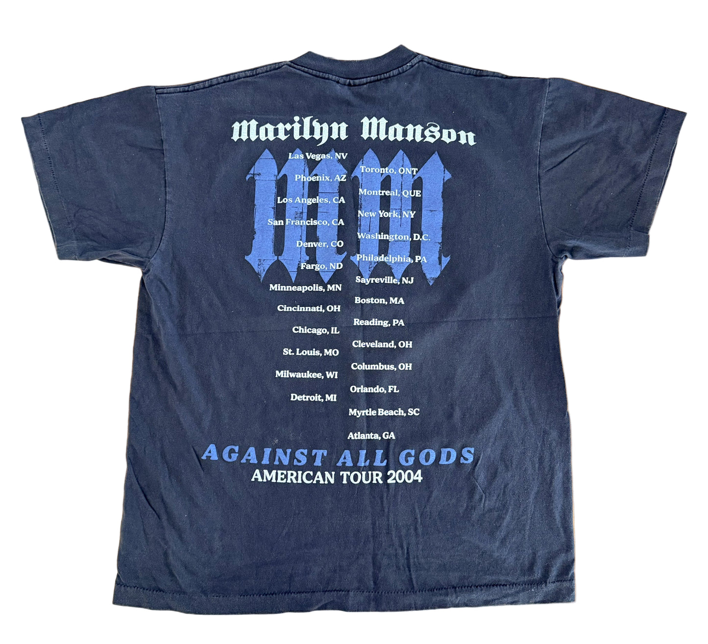 Vintage 2004 Marilyn Manson “Lest We Forget” Tour T-Shirt L – Brockum Made in USA 2000s Metal Band Tee Against All Gods