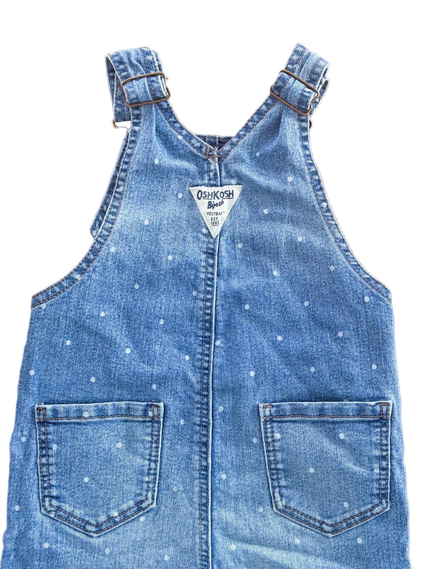 Vintage Kids OshKosh B'Gosh Polka Dot Vestbak Dungarees Overalls Size 3 Years