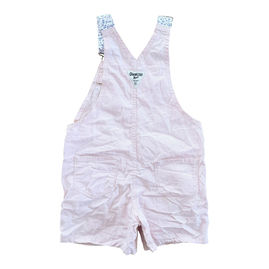 Kids OshKosh B’gosh Dusty Pink Heart Pocket Short Overalls, 4 Years