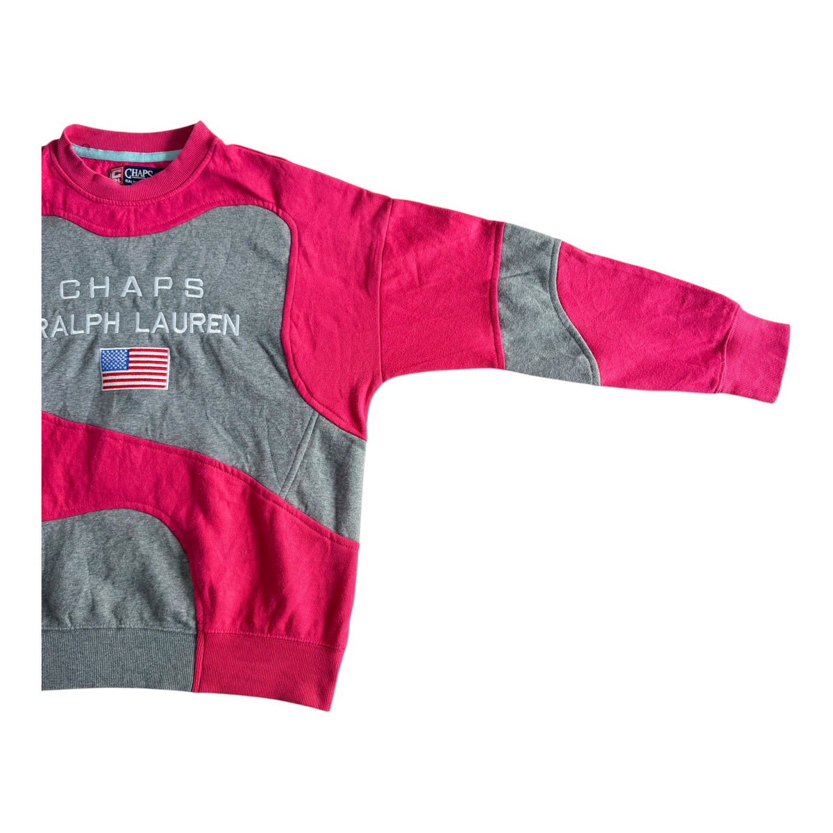 Chaps Ralph Lauren Pink Grey Colour Block Sweatshirt, XL