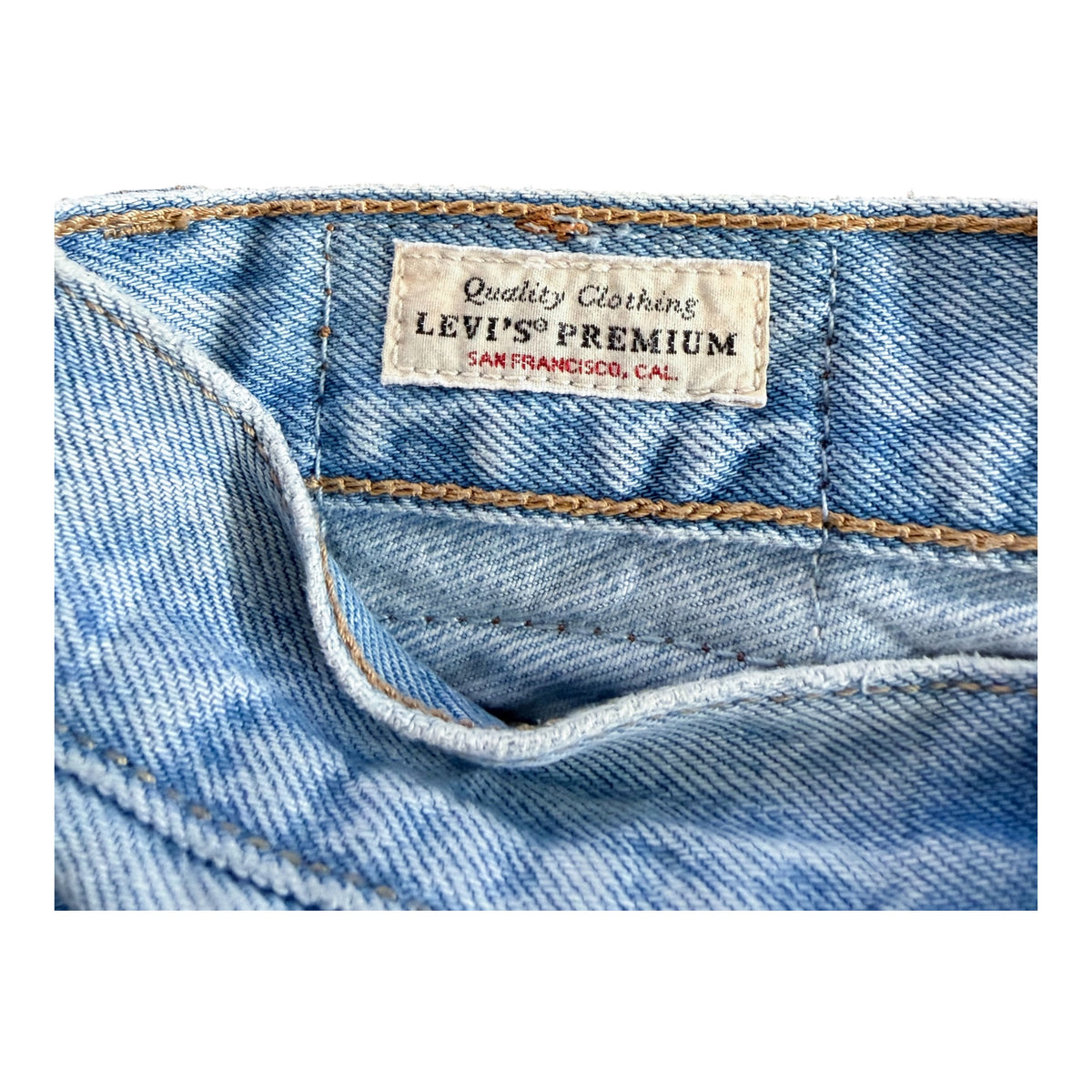 Levi's Premium 501 Light Wash Raw Hem Denim Jeans, 32W 29L