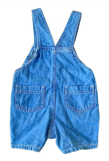 Vintage Kids Embroidered Truck Denim Overalls 9 Months