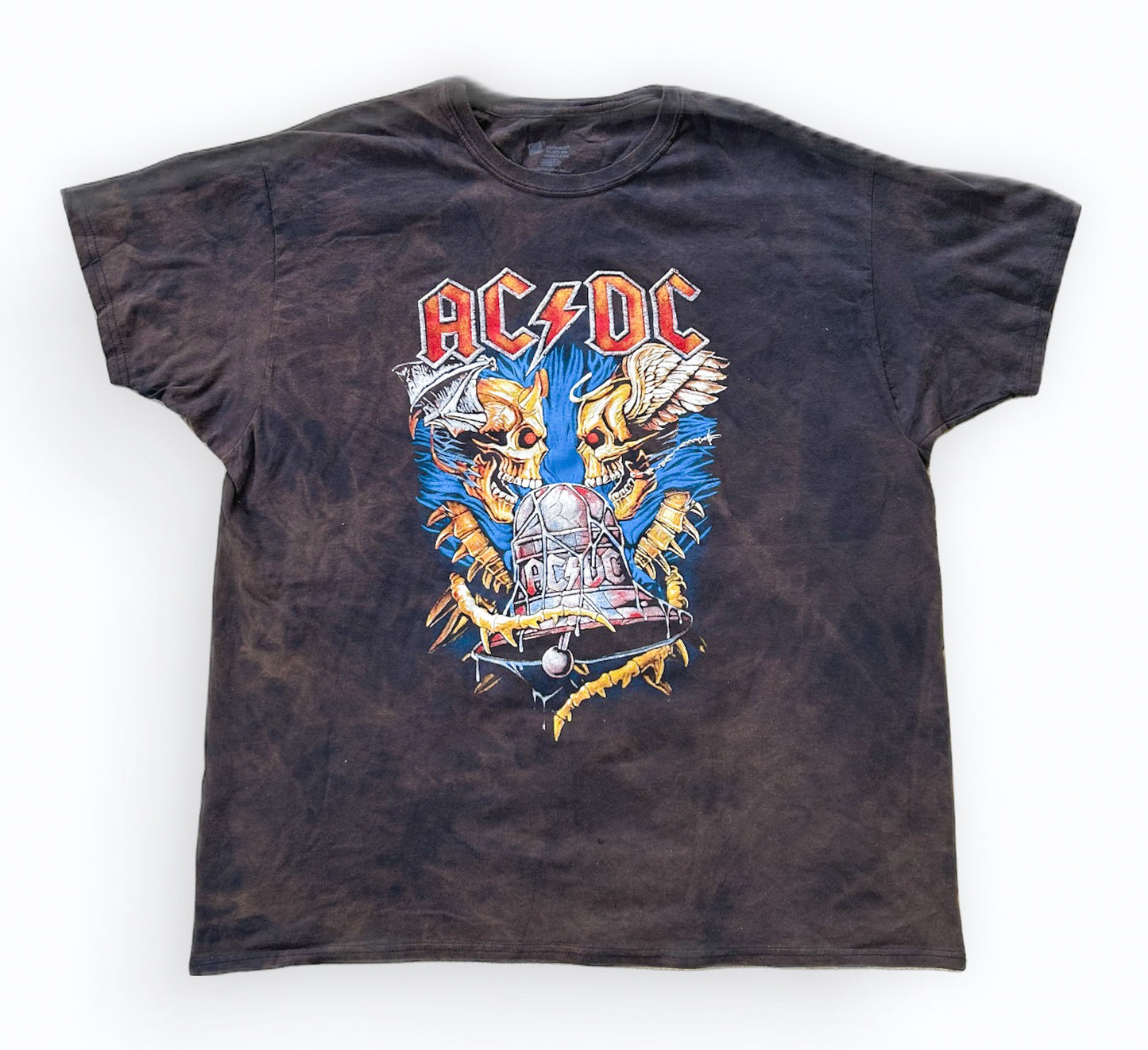 ACDC Skulls Acid Wash Band Artist Tee 2XL