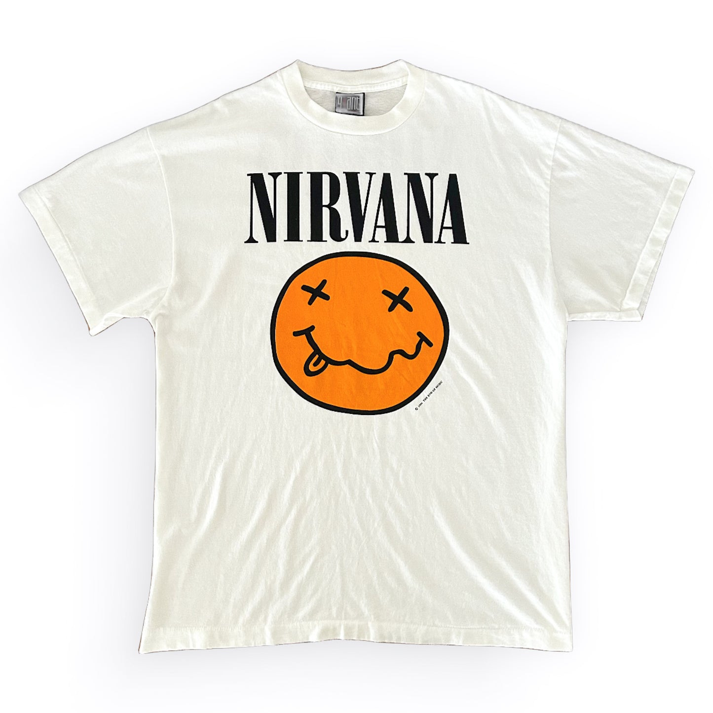 Vintage 90s Nirvana Tour T-Shirt – Giant Tag USA Made Single Stitch – Smiley Face Logo & Angel Tour Graphic, Size - XL