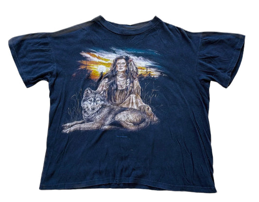 Vintage Native American and Wildlife tee Large