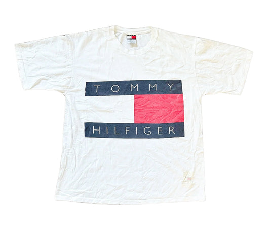 Vintage 1990s Tommy Hilfiger USA Made Branded T-shirt XL