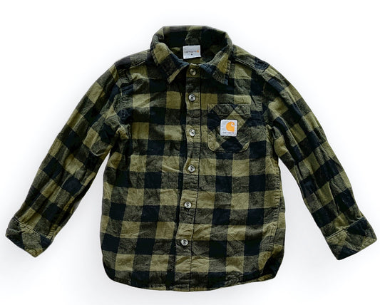 Carhartt Kids Green And Black Flannel Shirt 6 Years