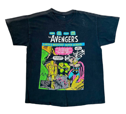 The Avengers Vintage Black  Marvel Comic Tee Large