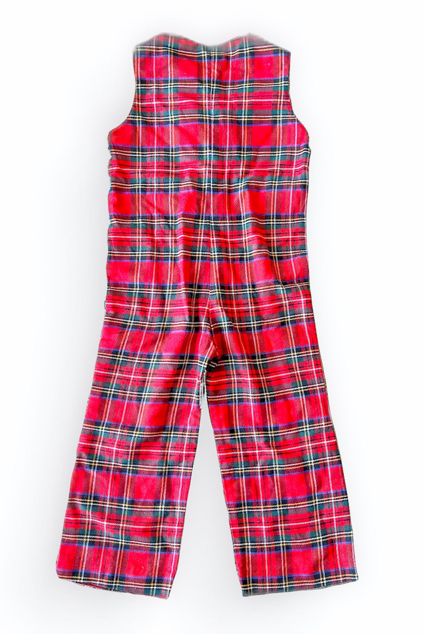 Vintage Kids Tartan Zip Up One Piece 4 Years