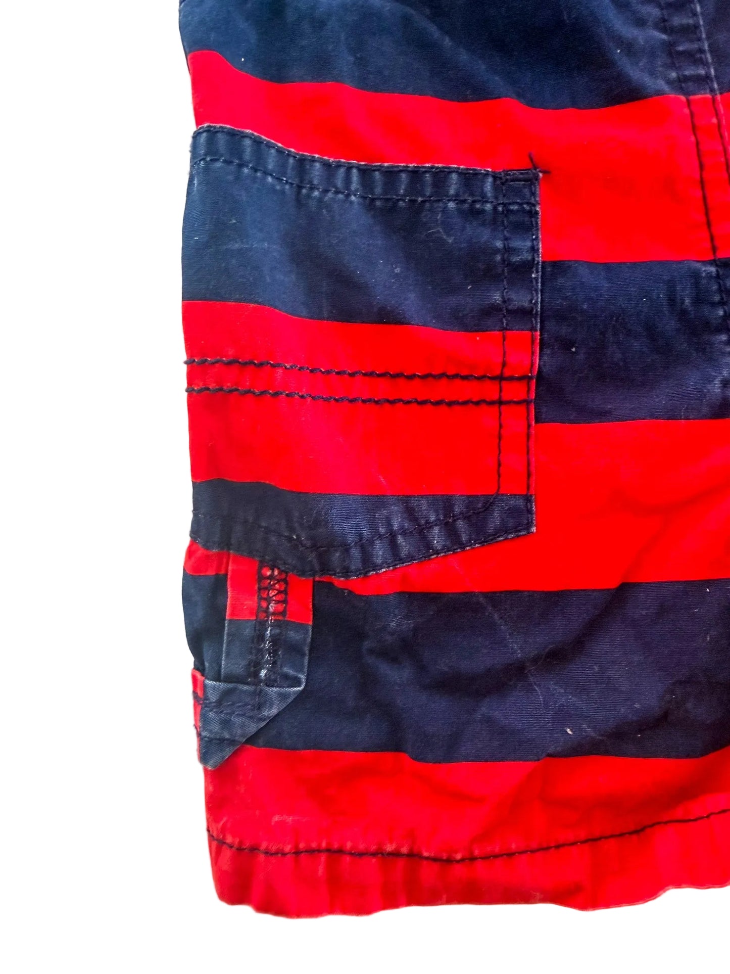 Vintage Kids OshKosh B'Gosh Red and Navy Blue Stripe Overalls Size 3 Months
