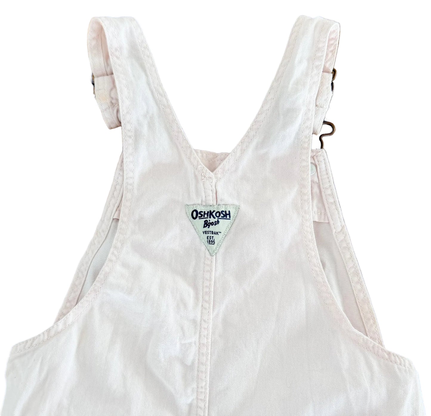 Vintage Kids OshKosh B'Gosh Light Pink Heart Denim Heart Overalls Size 5 Years
