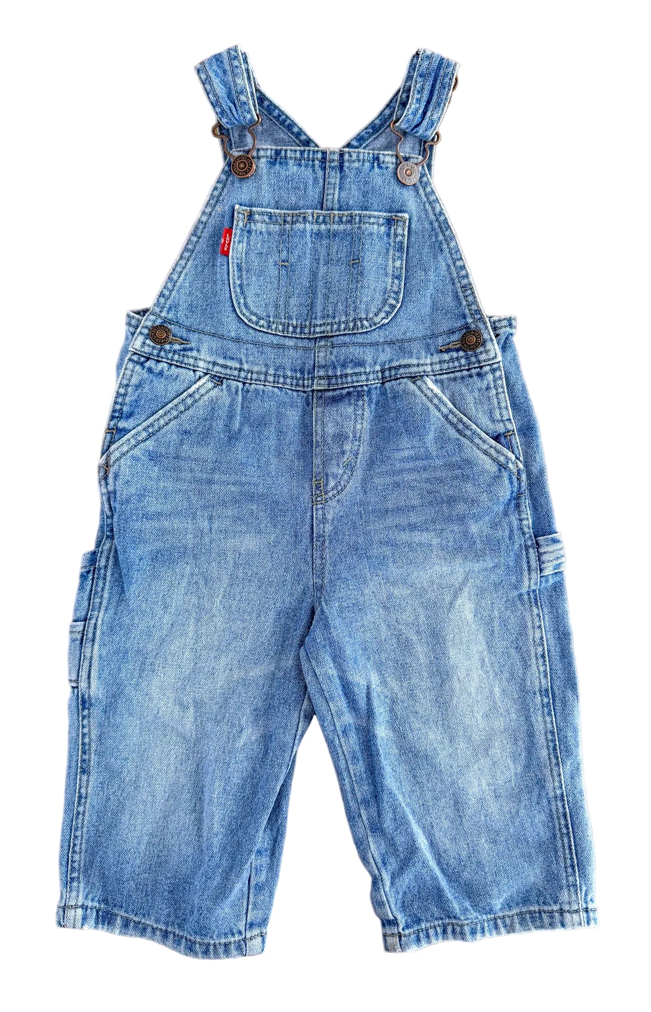 Vintage Kids Levis Strauss Denim Red Tab Overalls Size 18 Months