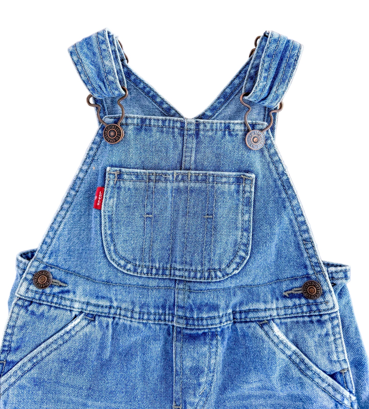 Vintage Kids Levis Strauss Denim Red Tab Overalls Size 18 Months