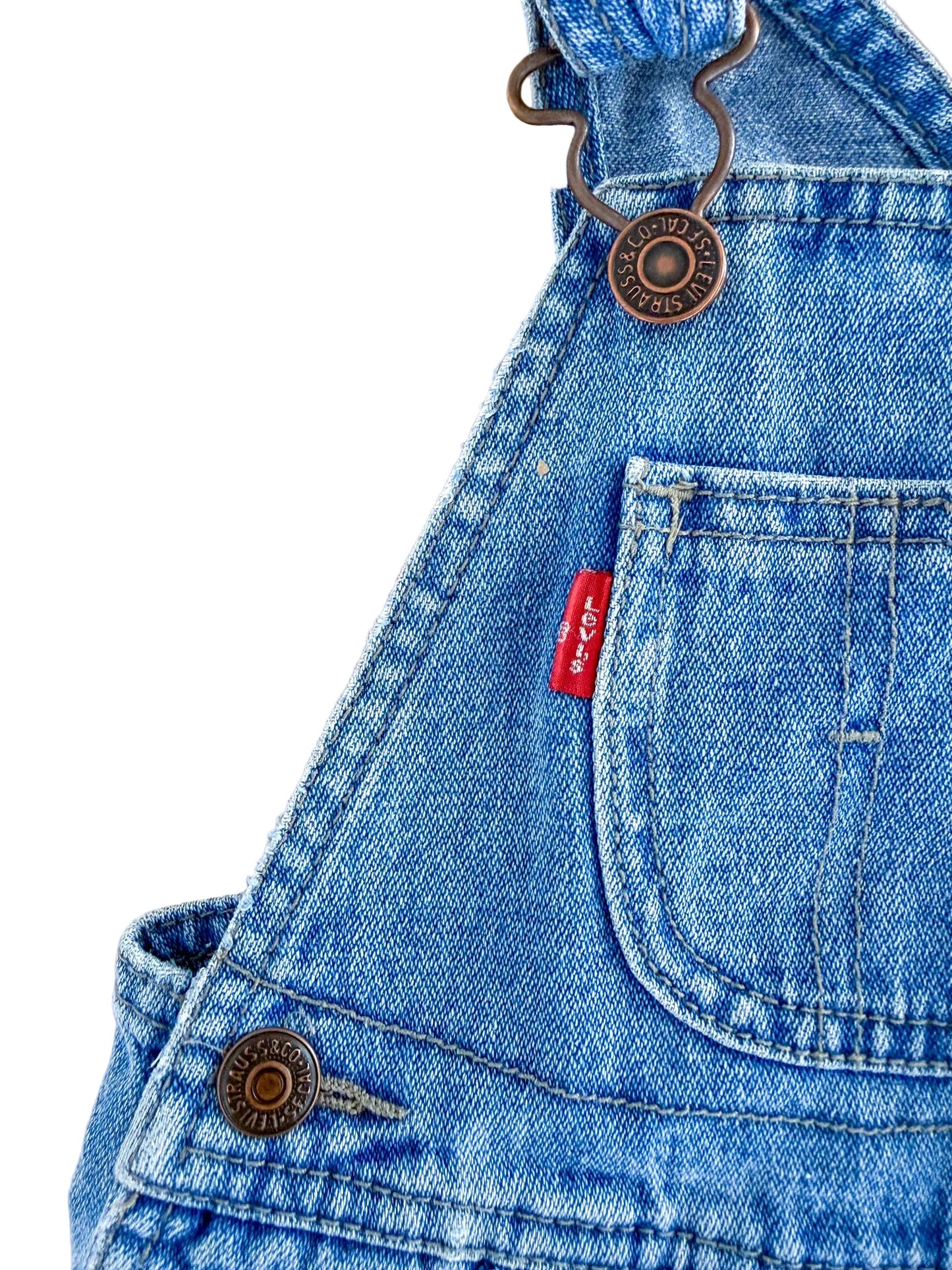 Vintage Kids Levis Strauss Denim Red Tab Overalls Size 18 Months