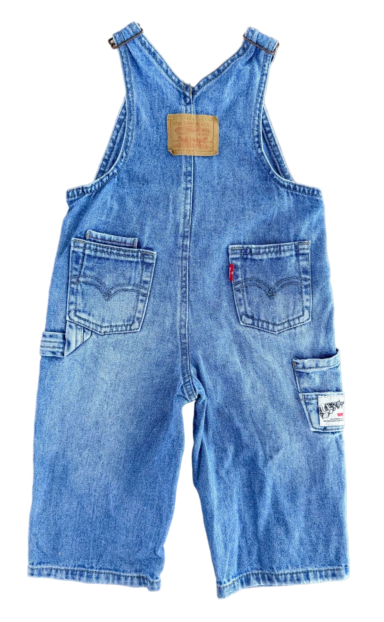 Vintage Kids Levis Strauss Denim Red Tab Overalls Size 18 Months