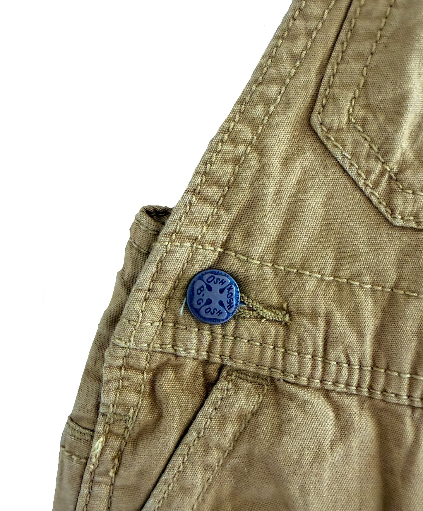 Vintage Kids OshKosh B'Gosh Tan Canvas Plaid Lined Overalls Size 12 Months