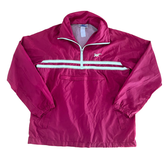 1980s ASICS Tiger Burgundy Quarter Zip Windbreaker Jacket, Medium