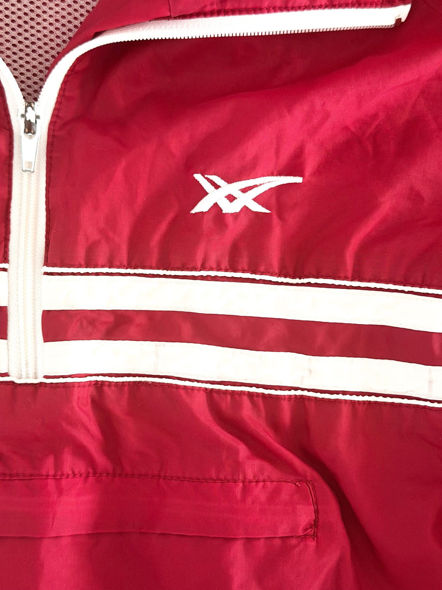 1980s ASICS Tiger Burgundy Quarter Zip Windbreaker Jacket, Medium