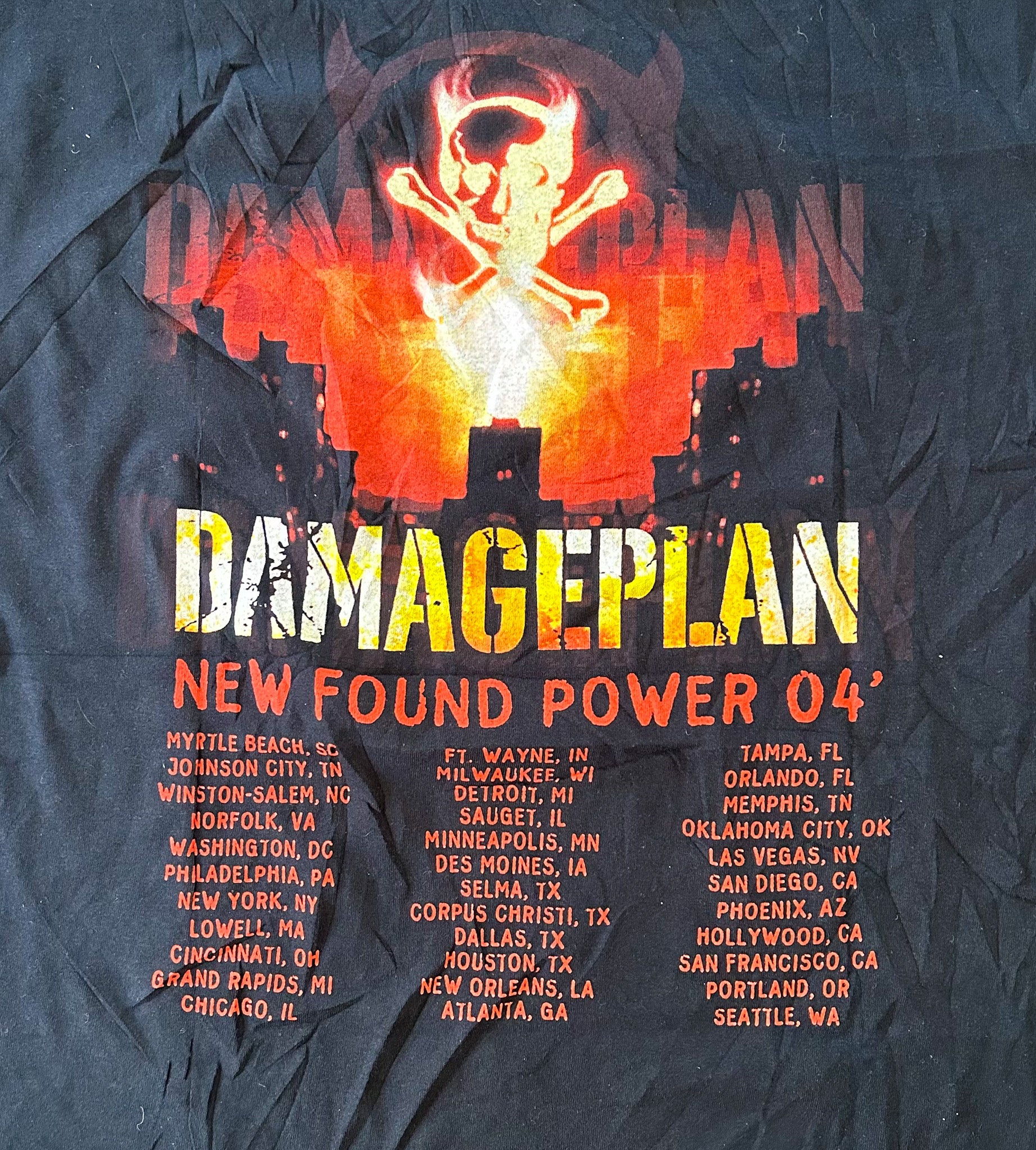 Damageplan - New Found Power Tシャツ Vintage DamagePlan New Found Power 2004 North American Tour Tee XL