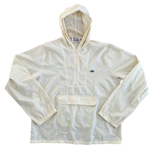 Vintage 1980s IZOD Lacoste Hooded Quarter Zip Windbreaker Jacket, Medium