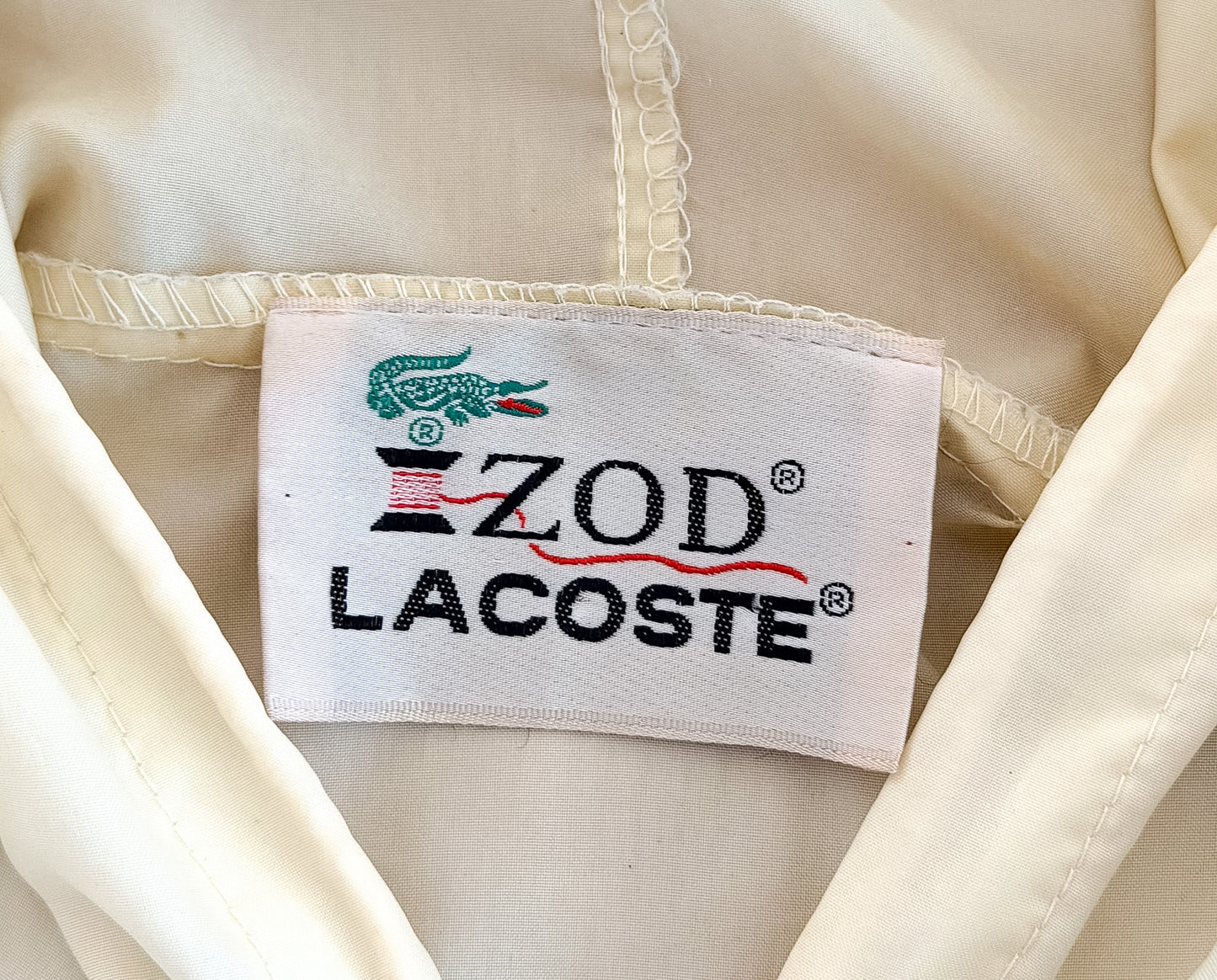 Vintage 1980s IZOD Lacoste Hooded Quarter Zip Windbreaker Jacket, Medium
