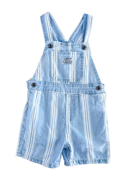 Vintage Kids Levis Strauss Blue And White Railroad Stripe Overalls Size 2 Years