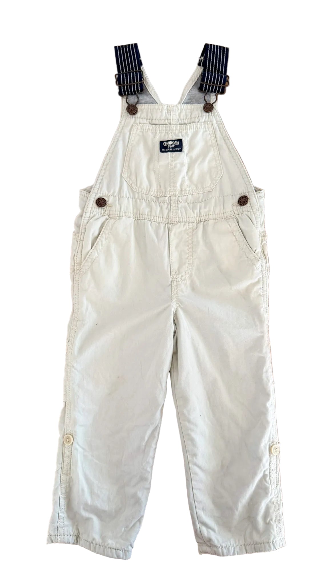 Vintage Kids OshKosh B'Gosh Cream Workwear Vestbak Overalls Size - 3 Years
