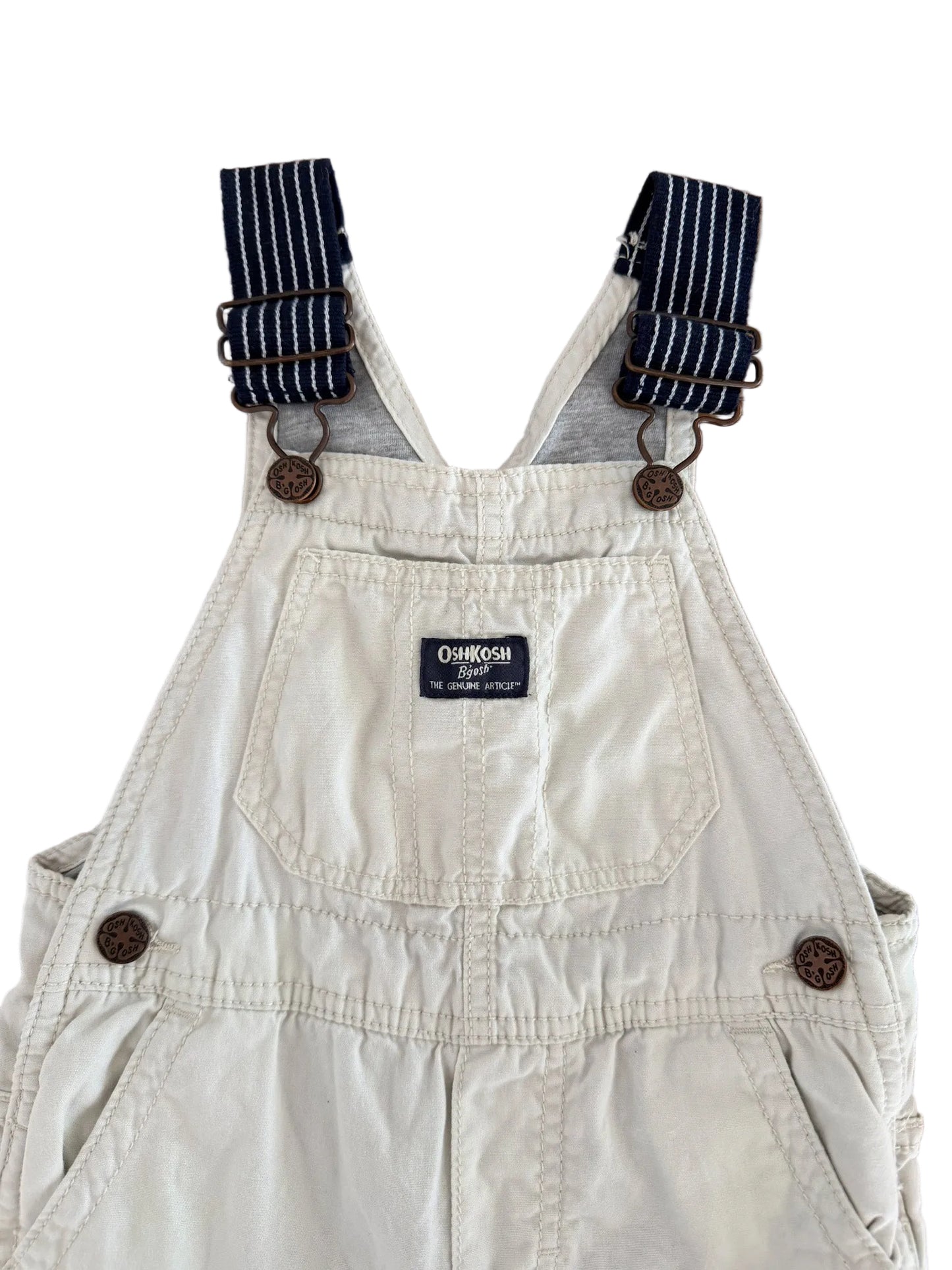 Vintage Kids OshKosh B'Gosh Cream Workwear Vestbak Overalls Size - 3 Years