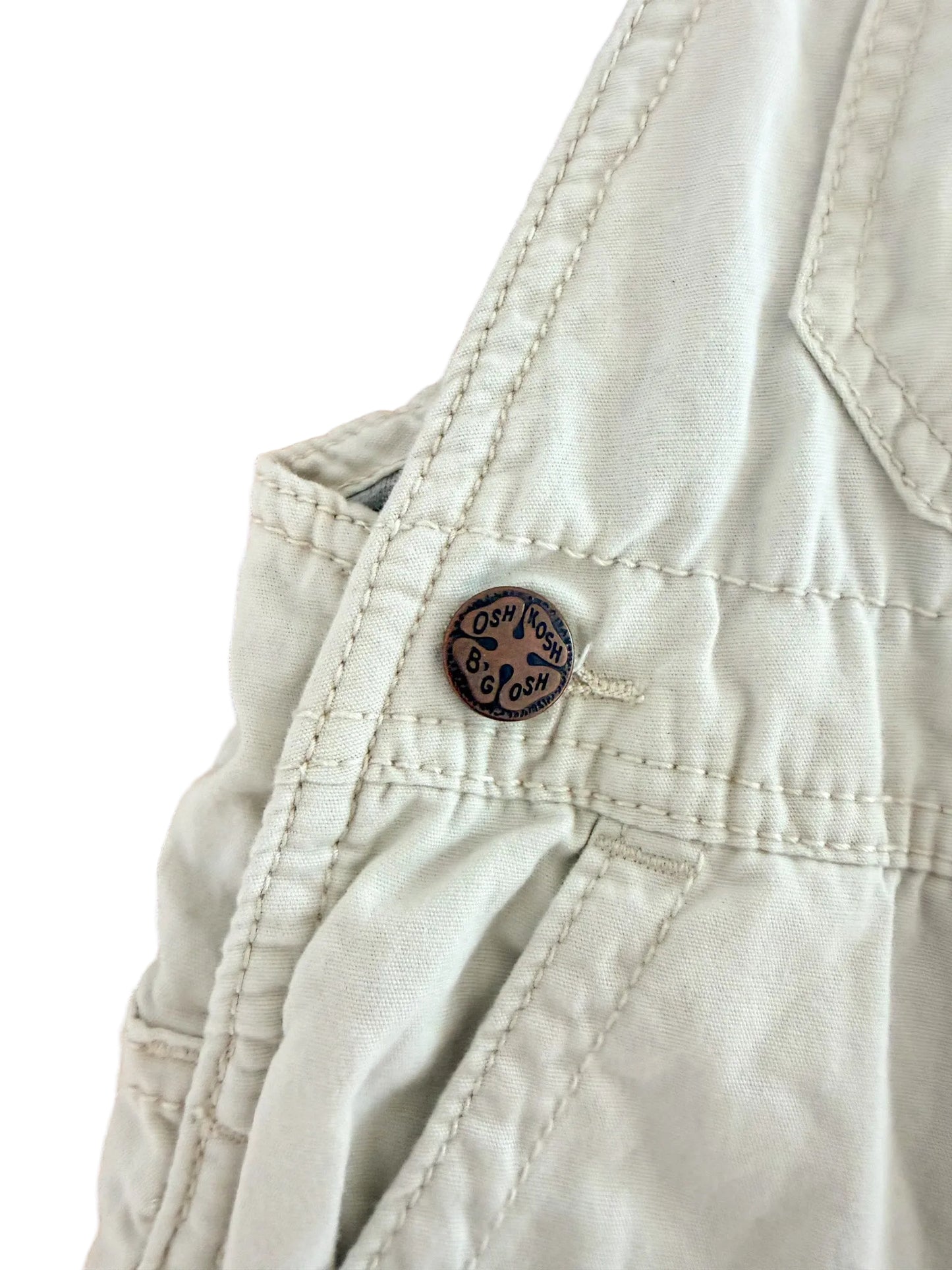 Vintage Kids OshKosh B'Gosh Cream Workwear Vestbak Overalls Size - 3 Years