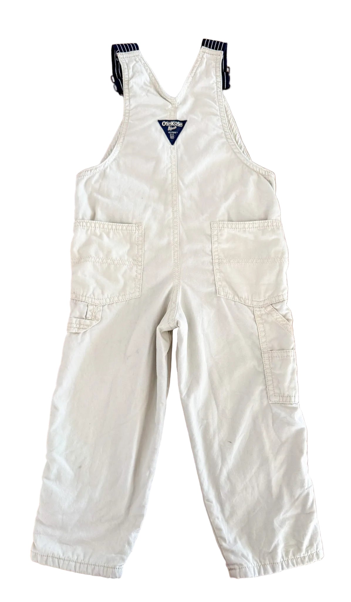 Vintage Kids OshKosh B'Gosh Cream Workwear Vestbak Overalls Size - 3 Years