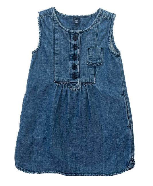 BabyGap Denim Dress – Toddler Chambray Sleeveless A-Line Pinafore Dress, Size-3 Years
