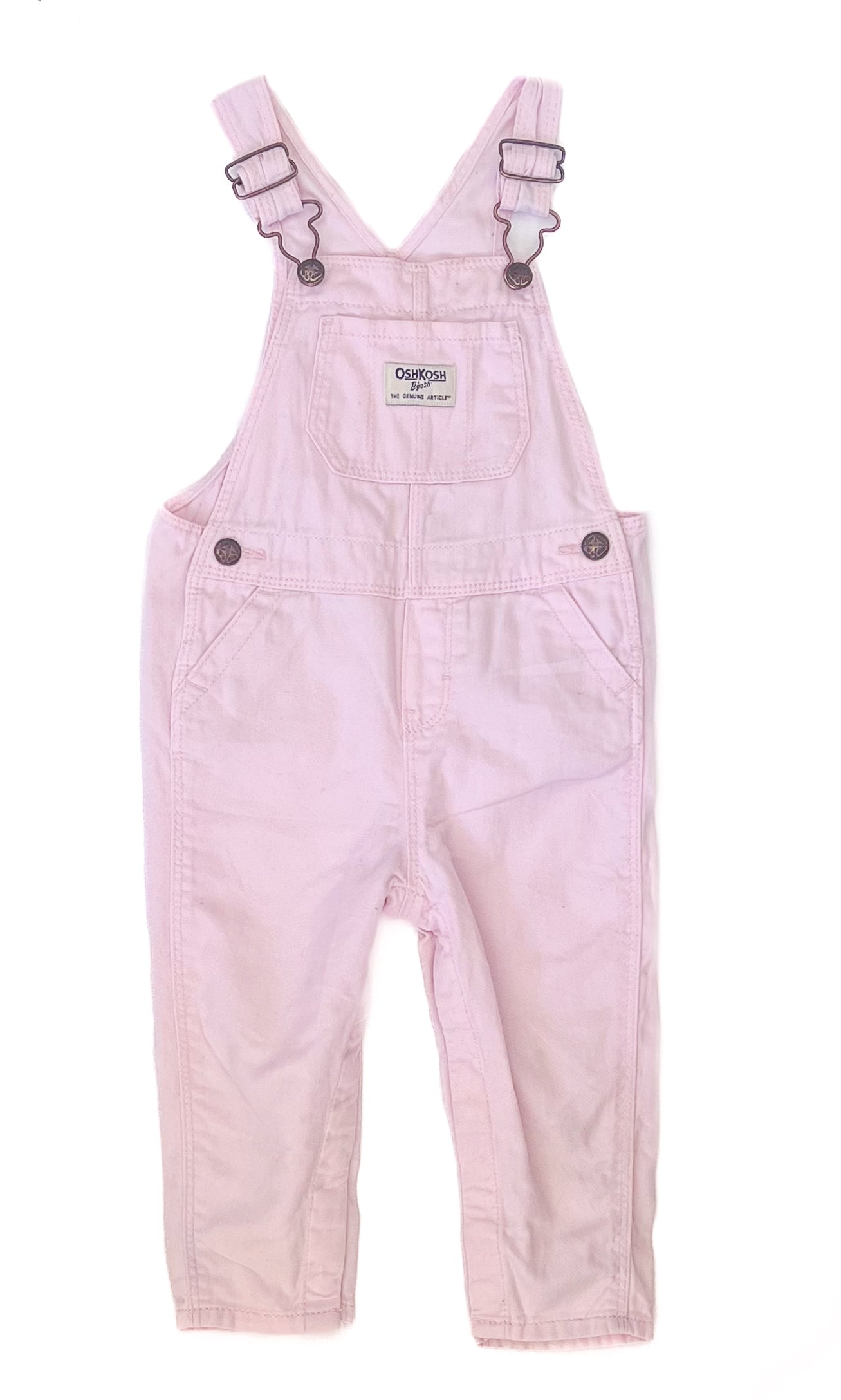 OshKosh B’gosh Pastel Pink Denim Overalls – Genuine Article Vintage Toddler Overalls – Size 18 M