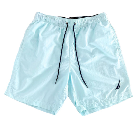 Vintage Nautica Aqua Swim Embroidered Logo Beach Shorts – Medium