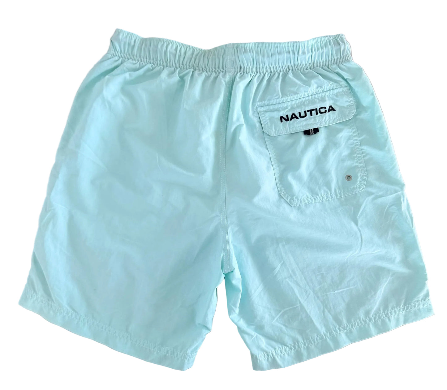 Vintage Nautica Aqua Swim Embroidered Logo Beach Shorts – Medium