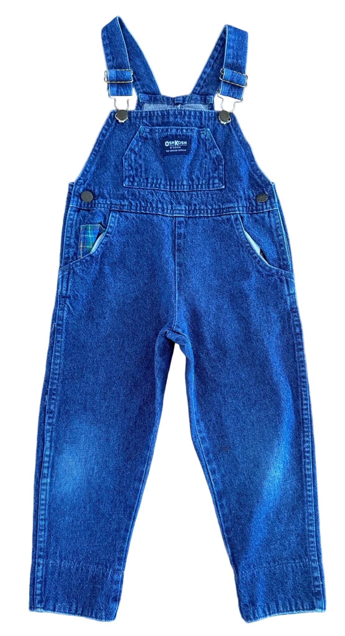 Vintage OshKosh B’Gosh Kids Denim And Plaid Overalls Size - 4 Years